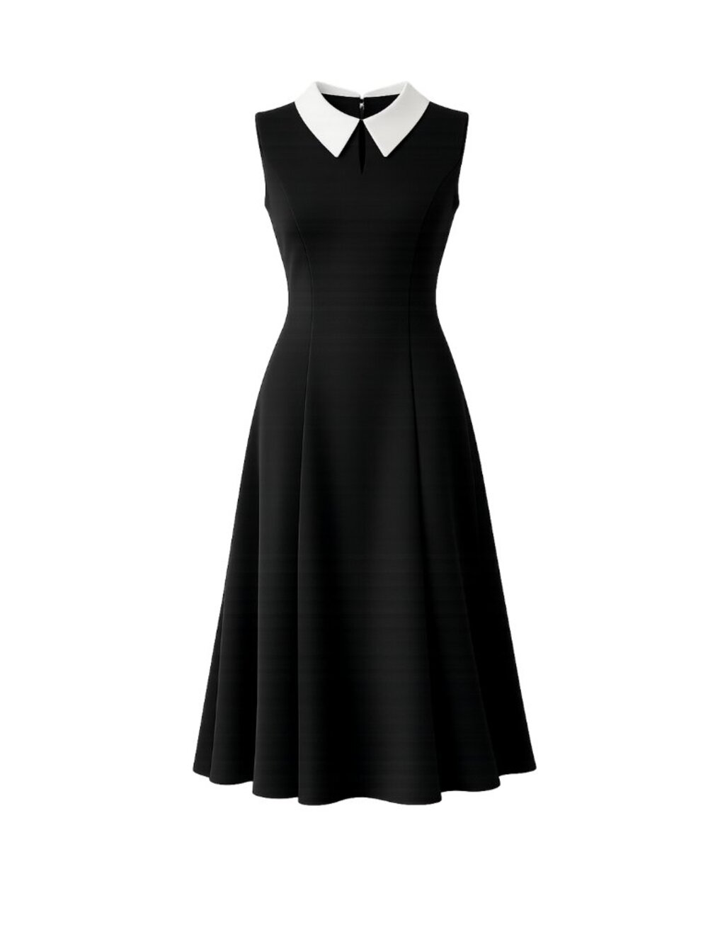 NorthStyle Black Fit & Flare Dress White Collar Size 10 Wednesday Addams Chic